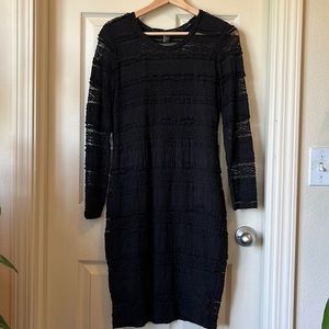H&M long sleeve lace body con dress